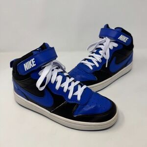 Nike Court Borough Mid 2 Sneakers Black Blue White DM8872-001 Youth Size 6Y